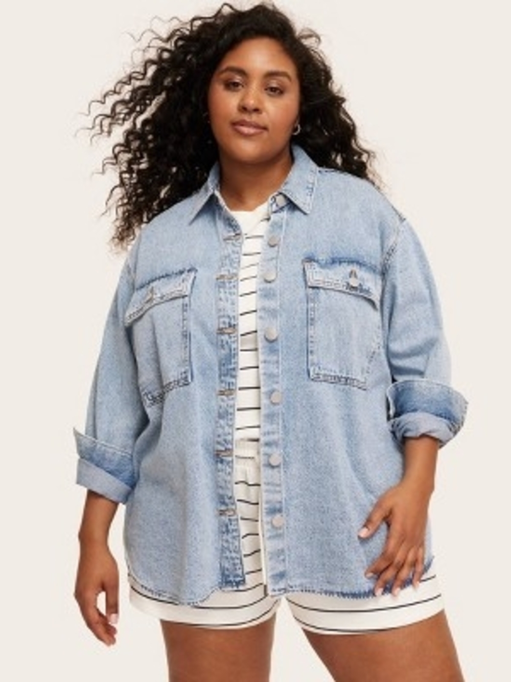 Parke X Target Long Sleeve Denim Shacket Light Wash NWT. 2XL.